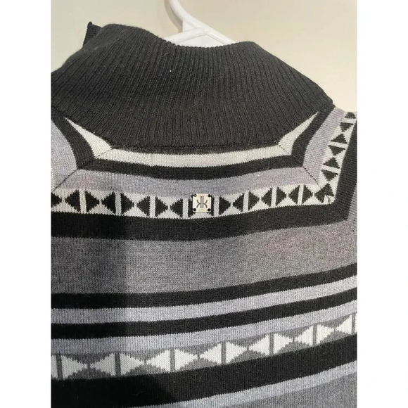 Krimson Klover Striped Nordic Wool Blend Zipper Neck Sweater - Picture 7 of 11